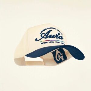 AURA A.U.R.A. Vintage Two-Tone Cream and Blue Hat
